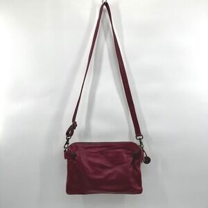 Wanderers Travel Co Crossbody Bag Red Double Zip Leather Clutch
